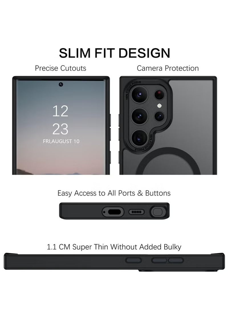 Samsung S26 Ultra Phone Case, MagSafe Compatible Semi-Transparent Frosted Magnetic Shockproof Back Cover Built-in Powerful Magnets Provides All-Around Protection for Galaxy S26 Ultra 5G (Black) - Image 5